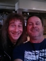Ian K with Steve 'Lips' Kudlow from the legendary Canadian metal band, Anvil in Peterborough.